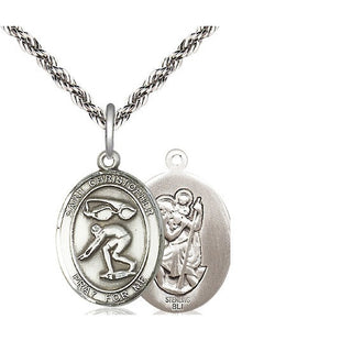 Sterling Silver Saint Christopher Swimming Medal Religious Jewelry