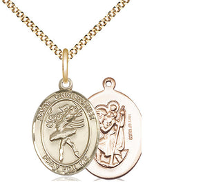 14kt Gold Filled Saint Christopher Dance Medal Religious Jewelry