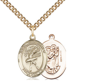 14kt Gold Filled Saint Christopher Dance Medal Religious Jewelry