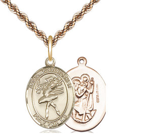 14kt Gold Filled Saint Christopher Dance Medal Religious Jewelry
