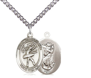 Sterling Silver Saint Christopher Dance Medal Religious Jewelry