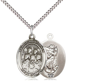 Pewter Saint Christopher Choir Medal Religious Jewelry