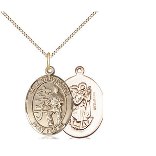 14kt Gold Filled Saint Christopher Karate Medal Religious Jewelry