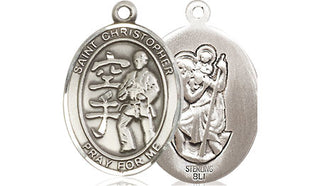 Sterling Silver Saint Christopher Karate Medal Religious Jewelry