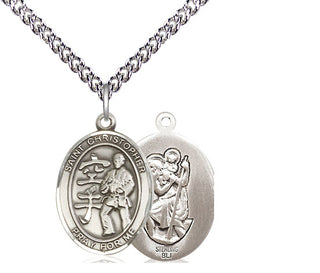 Sterling Silver Saint Christopher Karate Medal Religious Jewelry