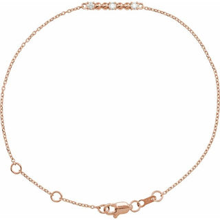 14K Rose 1/10 CTW Natural Diamond Beaded Bar 6 1/2-7 1/2" Bracelet
