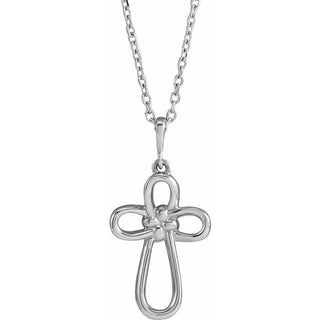 Platinum Knotted Cross 16-18" Necklace