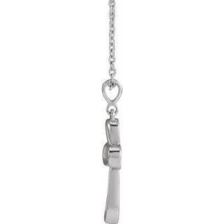 14K White Knotted Cross 16-18" Necklace