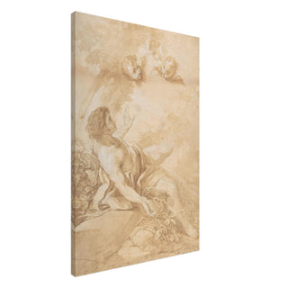 Sepia Sketch of Youth and Cherubs Canvas Print