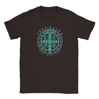 St. Benedict Medal Teal Gradient T-Shirt - view 5