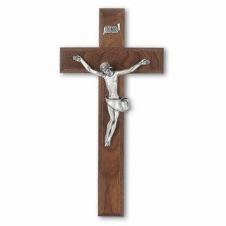 10" Walnut Cross With Silver Corpus