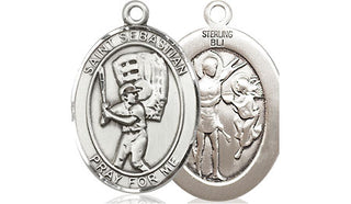 Sterling Silver Saint Sebastian Baseball Medal Religious Jewelry