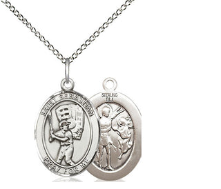 Sterling Silver Saint Sebastian Baseball Medal Religious Jewelry