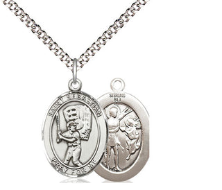 Sterling Silver Saint Sebastian Baseball Medal Religious Jewelry