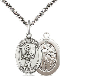 Sterling Silver Saint Sebastian Baseball Medal Religious Jewelry