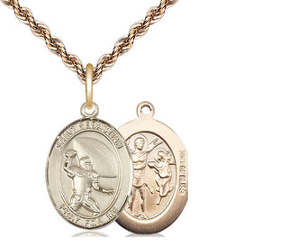 14kt Gold Filled Saint Sebastian Football Medal Religious Jewelry