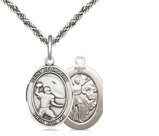 Sterling Silver Saint Sebastian Football Medal Religious Jewelry