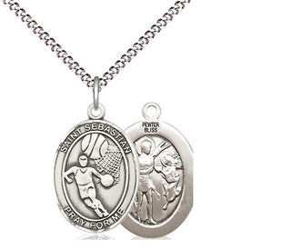 Pewter Saint Sebastian Basketball Medal Religious Jewelry