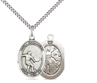 Pewter Saint Sebastian Soccer Medal Religious Jewelry