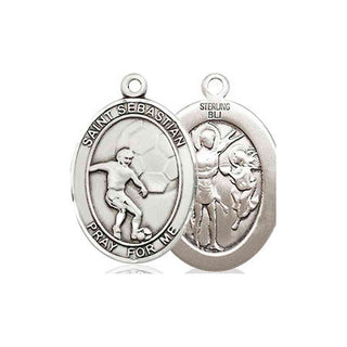 Sterling Silver Saint Sebastian Soccer Medal Religious Jewelry