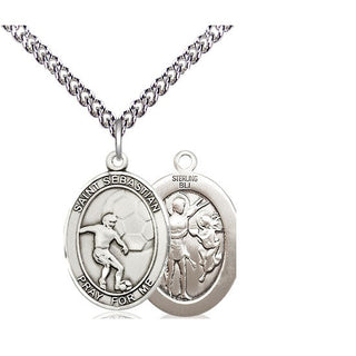 Sterling Silver Saint Sebastian Soccer Medal Religious Jewelry