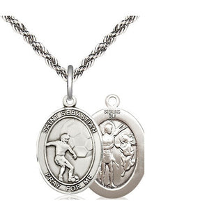 Sterling Silver Saint Sebastian Soccer Medal Religious Jewelry