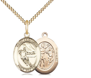 14kt Gold Filled Saint Sebastian Hockey Medal Religious Jewelry