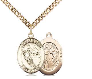 14kt Gold Filled Saint Sebastian Hockey Medal Religious Jewelry