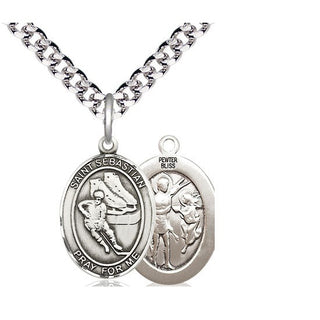 Pewter Saint Sebastian Hockey Medal Religious Jewelry