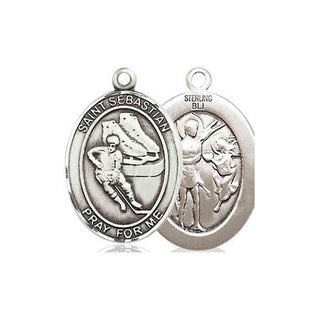 Sterling Silver Saint Sebastian Hockey Medal Religious Jewelry