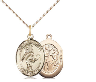 14kt Gold Filled Saint Sebastian Tennis Medal Religious Jewelry