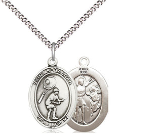 Pewter Saint Sebastian Tennis Medal Religious Jewelry