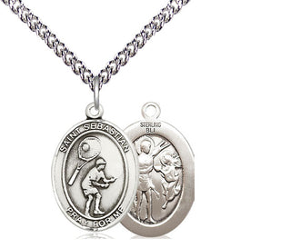 Sterling Silver Saint Sebastian Tennis Medal Religious Jewelry
