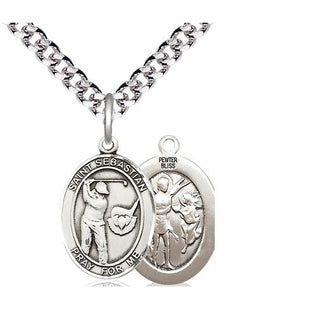 Pewter Saint Sebastian Golf Medal Religious Jewelry