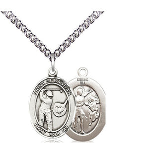 Sterling Silver Saint Sebastian Golf Medal Religious Jewelry