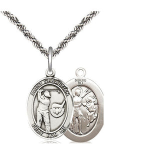 Sterling Silver Saint Sebastian Golf Medal Religious Jewelry