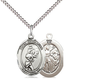 Pewter Saint Sebastian Softball Medal Religious Jewelry