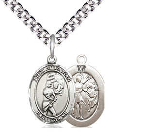 Pewter Saint Sebastian Softball Medal Religious Jewelry
