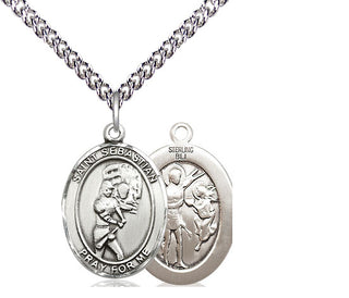 Sterling Silver Saint Sebastian Softball Medal Religious Jewelry