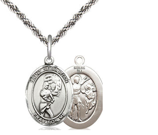 Sterling Silver Saint Sebastian Softball Medal Religious Jewelry