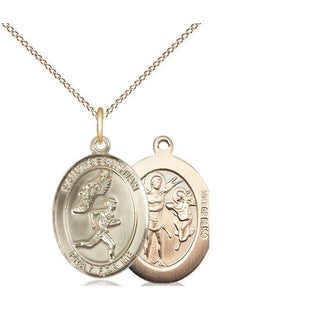 14kt Gold Filled Saint Sebastian Track and Field Medal Religious Jewelry
