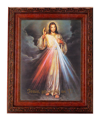 Divine Mercy 6X8"Print Spanish In A 8.25X10.25 Ornate Wood Frame