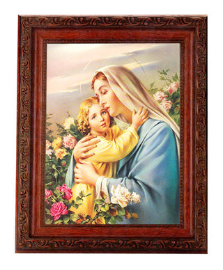 Madonna and Child 6.8" Print In 8.25X10.25" Ornate Wd Frame