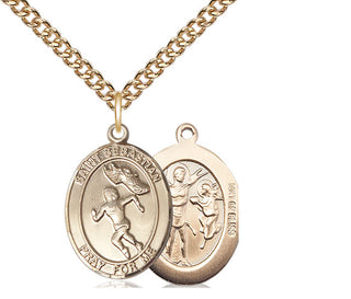 14kt Gold Filled Saint Sebastian Track and Field Medal Religious Jewelry