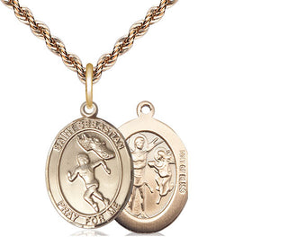 14kt Gold Filled Saint Sebastian Track and Field Medal Religious Jewelry