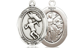 Sterling Silver Saint Sebastian Track and Field Medal Religious Jewelry