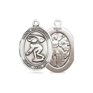 Sterling Silver Saint Sebastian Swimming Medal Religious Jewelry