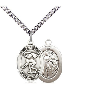 Sterling Silver Saint Sebastian Swimming Medal Religious Jewelry
