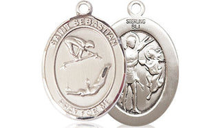 Sterling Silver Saint Sebastian Gymnastics Medal Religious Jewelry