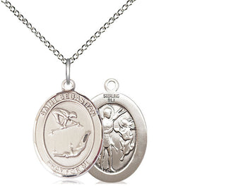 Sterling Silver Saint Sebastian Gymnastics Medal Religious Jewelry